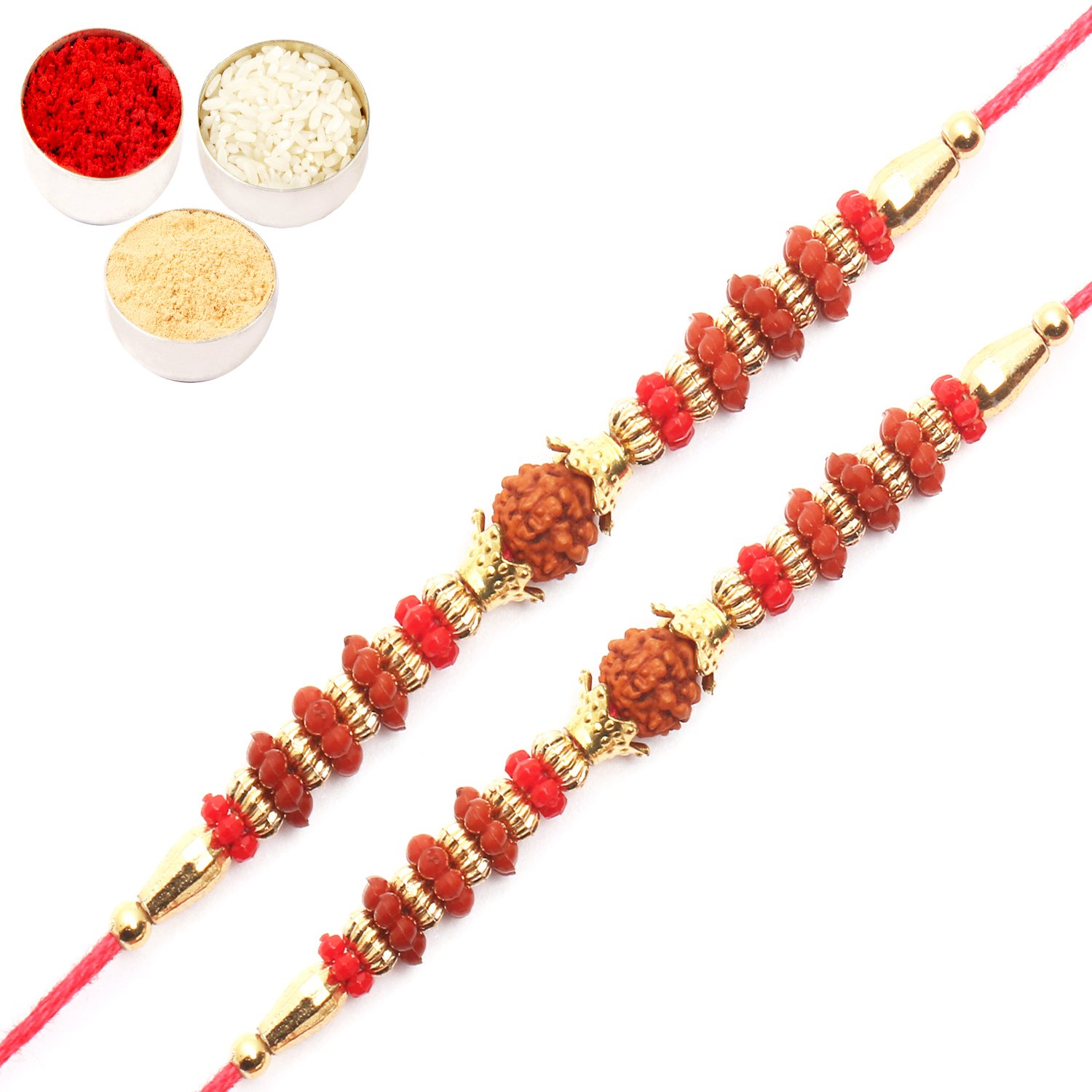 ghasitaram gifts rakhi for brother rakhis online - set of 2-6118 rudraksh rakhi