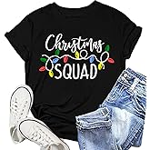 NEWKA Christmas Squad Shirt for Women Christmas Crew Tshirt Xmas Lights Tee Tops