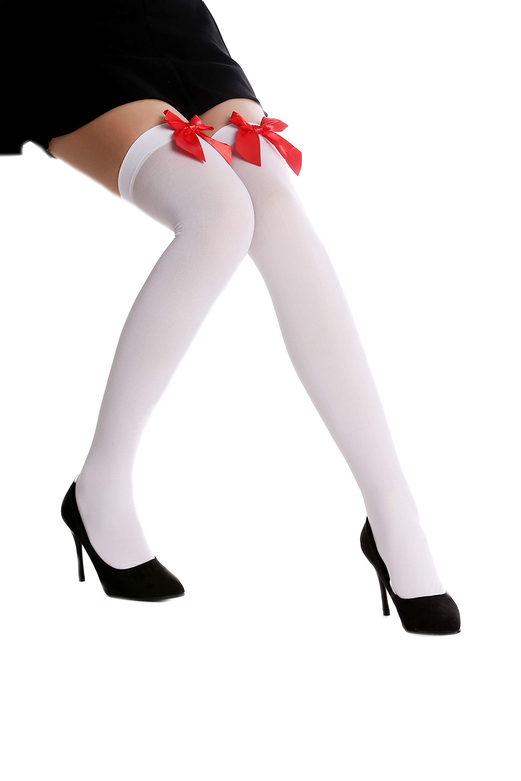 dressmeup DRESS ME UP - WZ-001RW socks women's stockings over knees carnival ribbon white red