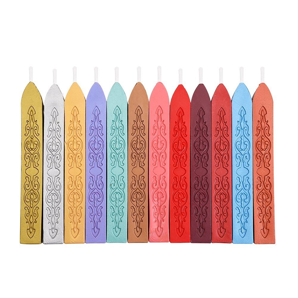Binnan Antique Sealing Wax Sticks with Wick for Retro Vintage Wax Seal Stamp (Assorted Colors)12 Pieces