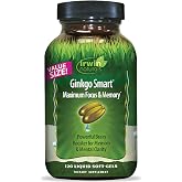 Irwin Naturals Ginkgo Smart Focus &amp; Memory Brain Support | 120 Softgels | Brain Supplement for Mental Clarity &amp; Focus | Ginkgo Biloba + Acetyl-L-Carnitine, DMAE, Choline &amp; ALA | 120 Liquid Soft-Gels