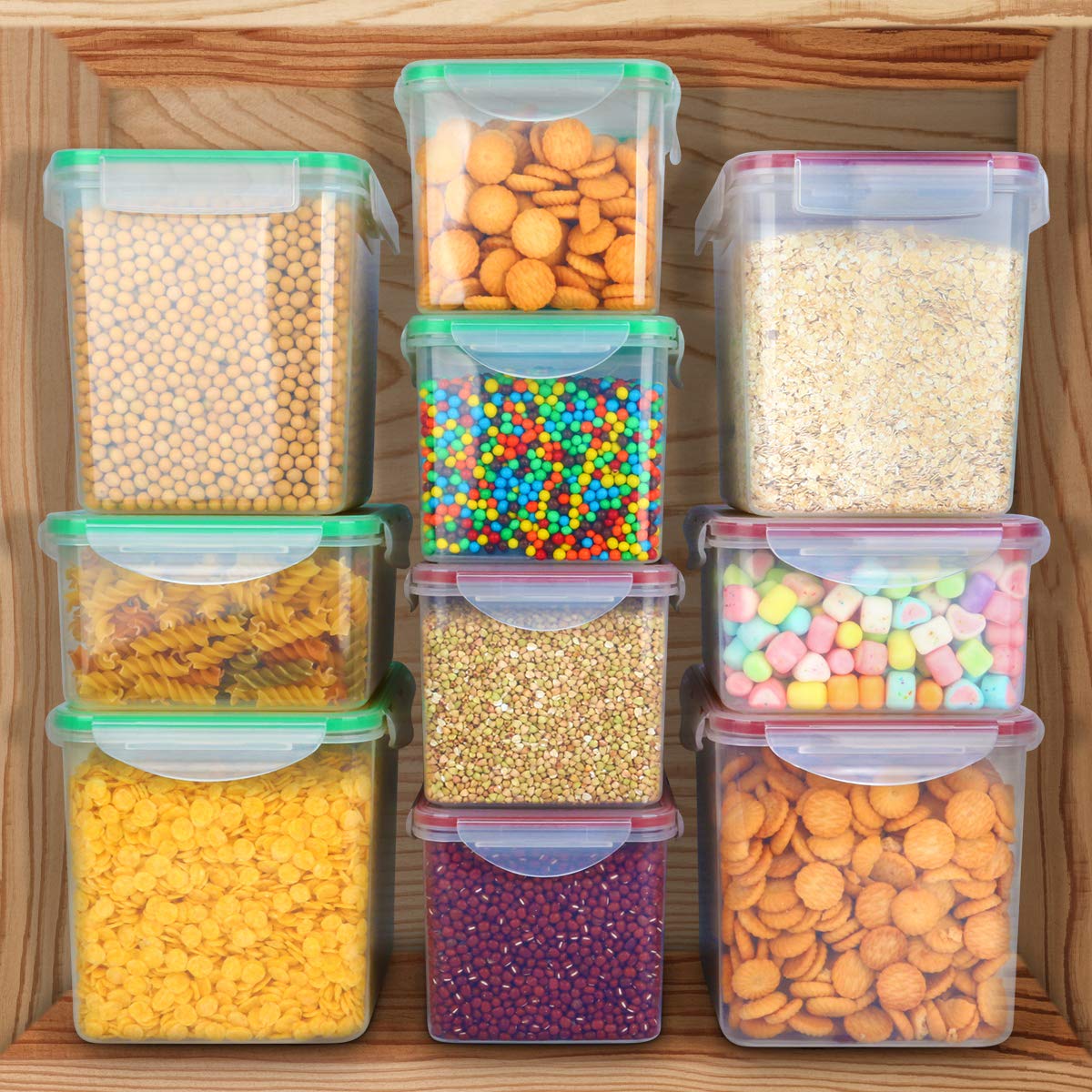 Cereal Container, VERONES 10 Piece Airtight Storage Containers Perfect