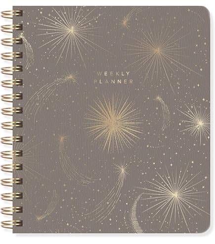 Fringe Studio Non-Dated Daily Planner, Faux Leather Cover, "Moon Phase Dust", 160 Pages, 6" X 7.25" (877006