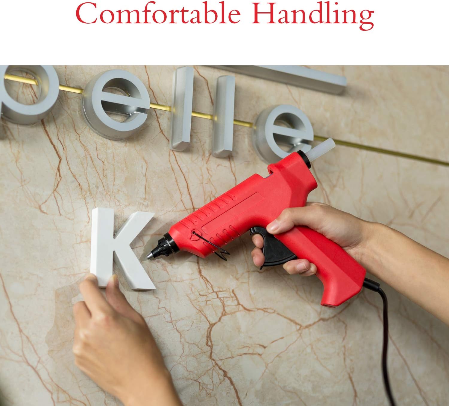 FL Hot Glue Gun, 80W High Temperature Hot Melt Glue Gun Kit with 15 pcs Glue Sticks, Packaging, DIY, Arts & Craft, Repairing and More, Red (FQ-188A)