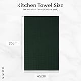 Encasa XO Kitchen Dish Towels Set Dark Green Waffle Weave Cotton 70x45cm 4pk view 6