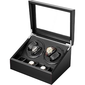 NowoSolg Watch Winder for Automatic Watches, 4+6 Watch Rotator Box with Super Quiet Motor, 2 Rotating Modes, Watch Turner and