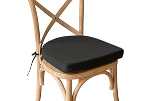 Eiury Kitchen Chair Cushion with Ties for Dining Chairs and Indoor Chair Pads 17"x16.5" Seat Cushion Non Slip U-Shaped Rubber Back Seat Cover Machine Washable-Black…