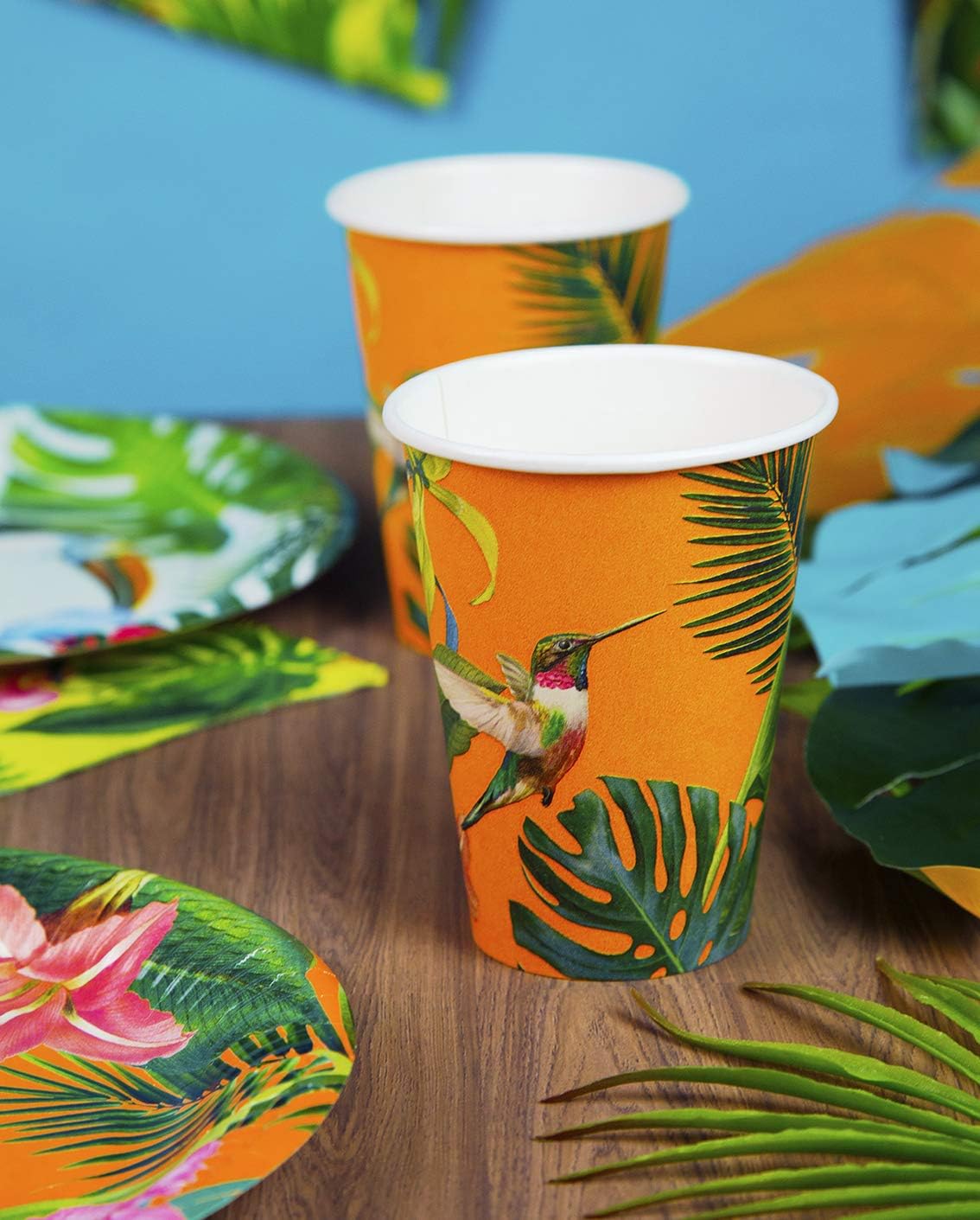 Orange Tropical Paper Party Cups, Tropical Cups, 8 Count (Pack of 1) - Image 4