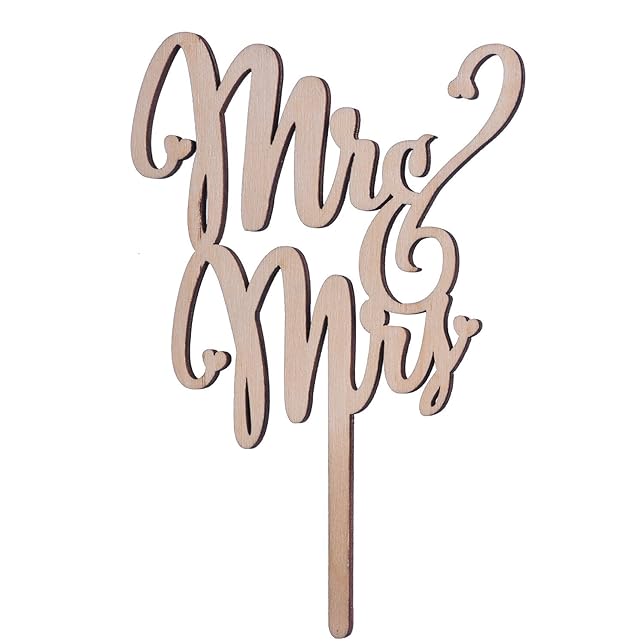 title=Mr e Mrs Topper per Torta di Legno Topper di Torte per Matrimonio Decorazione