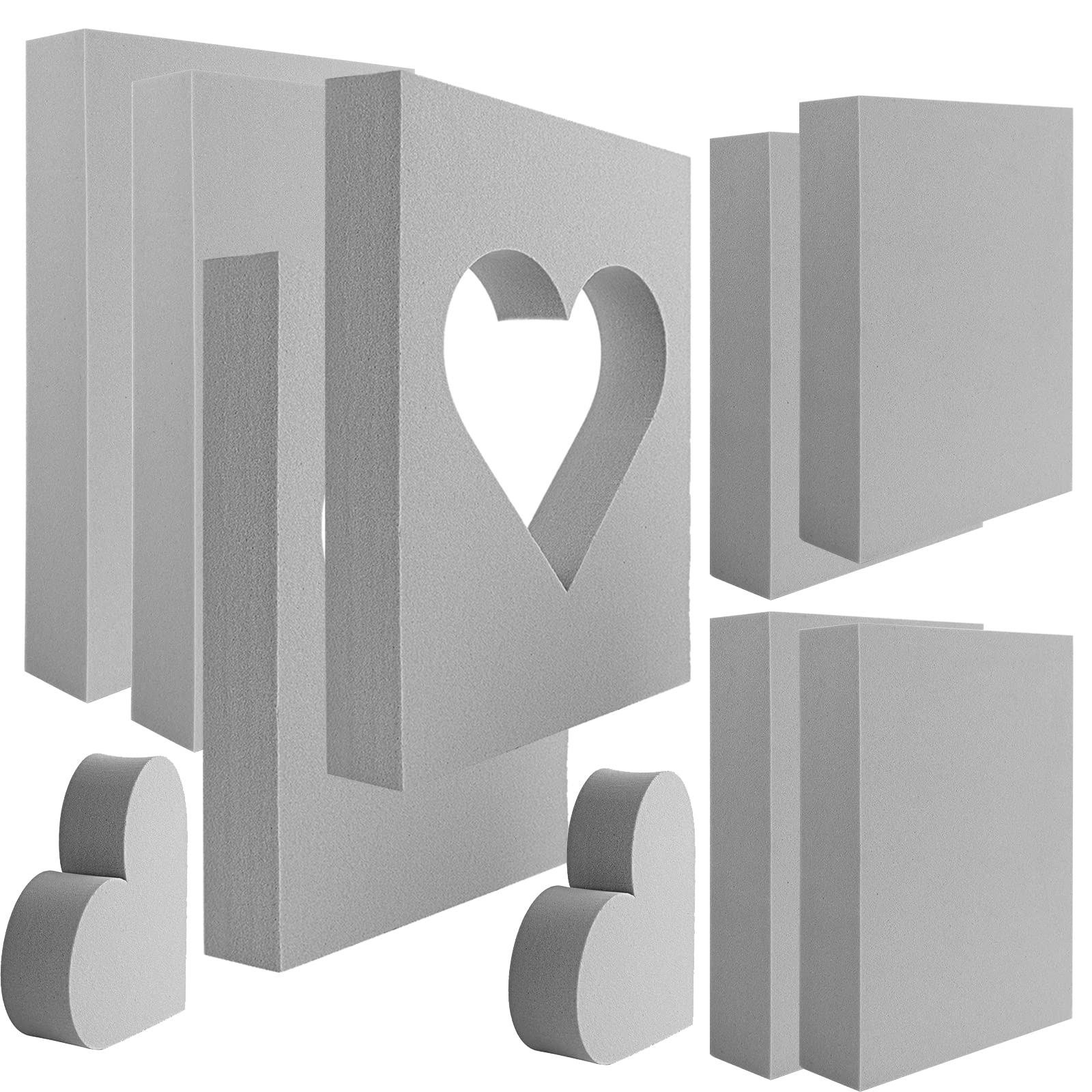 OTCRAFT 8 Pcs Large Grey Moldable Heart Stamp Pad, Plastic Dry Foam Stamp Block for Sculpture, Modeling, DIY Arts and Handicrafts Projects — image 1