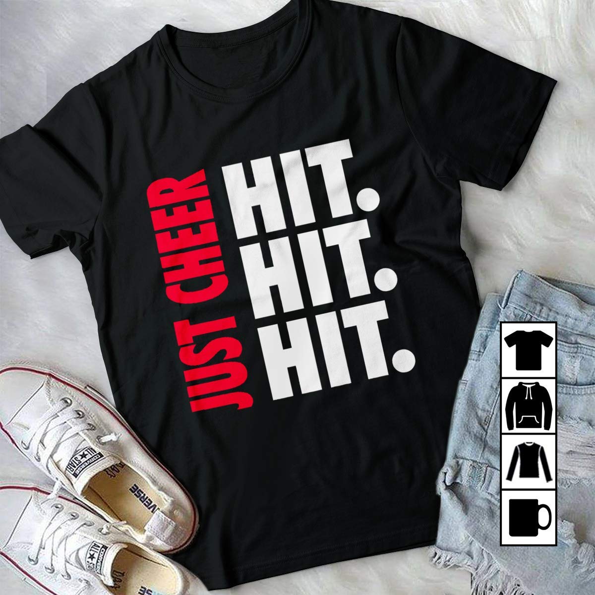 Cheerleader Cheerleading Just Cheer Hit Hit Hit T Shirt Yout Seknovelty