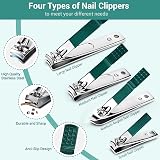DUAIU 12PC Nail Clippers Manicure Set Stainless Steel with Leather Case view 3