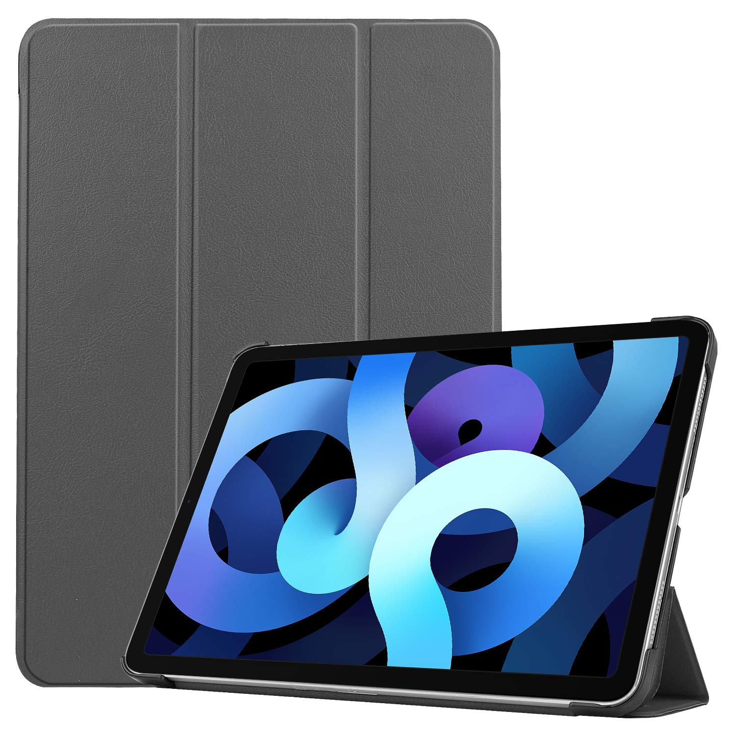 Lobwerk Case for Apple iPad Air 4 2020 4th Generation 10.9 Inch Smart Cover Case with Stand Function and Auto Sleep/Wake Function Grey