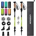 KINGGEAR Nordic Walking Stick, TP1 Hiking Poles Retractable Lightweight 7075 Aluminum, Trekking Poles with Flip Lock, Natural Cork and EVA Grip, 2pc Hiking Gear