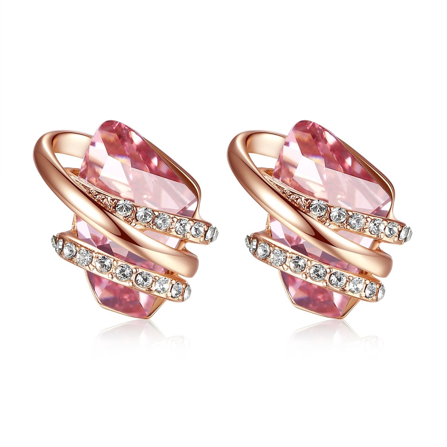 Leafael Valentine's Day Gift Earrings for Women, Wishstone Birthstone Crystal Stud Earrings with Healing Stones, Allergy-Free Jewellery with Gift Box, Silver-Tone or Rose Gold — image 1