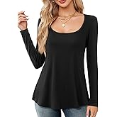 Amoretu Womens Scoop Neck Tshirt Short Sleeve Shirts Swing Tunic Tops Loose Fit