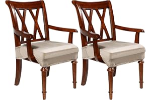 Havawish Large Velvet Dining Room Chair Seat Covers with Armrest Dining Chair Slip Covers Protectors(Taupe,2 Pcs)