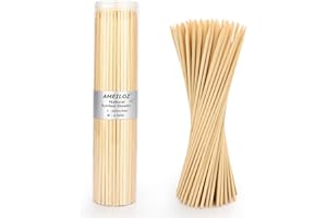 AMEILOZ 10" Barbecue Skewers, Bamboo Wooden Kabob Skewers for Appetizer, Fruit, Sausage, Chocolate Fountain, Kebob Skewer Stick, Organic Wood Food Sticks for BBQ Grilling, Kitchen (Φ=4mm Thick, 100PCS)