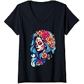 Sugar Skull Catrina 2 V-Neck T-Shirt