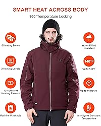 DEWBU Soft Shell Heated Jacket for Men with 12V