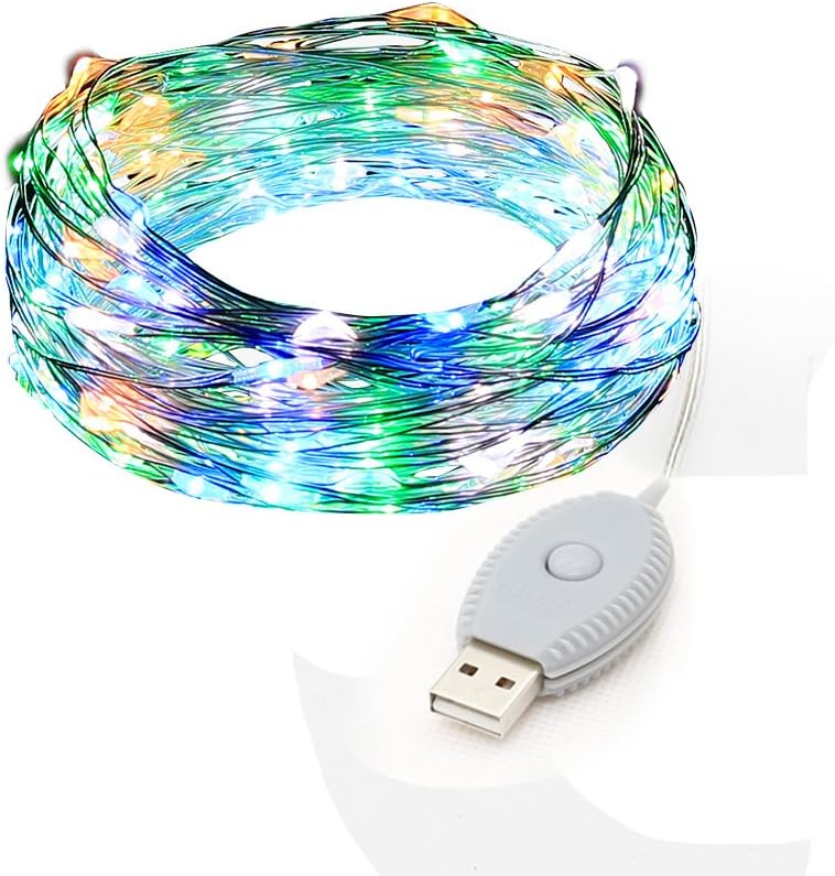 YINGHAO USB String Lights, Color Changing 120 LED/40ft Starry Lights Copper Wire Starry LED String Lights Silver for Christmas Wedding Party Club Home Indoor Outdoor Decorating (40ft,Multi-Color)
