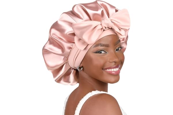 YANIBEST Satin Bonnet Silk Bonnet for Sleeping Double Layer Satin Lined Hair Bonnet with Tie Band Bonnets for Women Natural Curly Hair