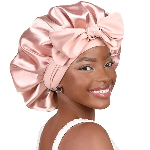 YANIBEST Silk Bonnet for Sleeping Women Satin Bonnet Double Layer Satin  Lined Hair Bonnet with Tie Band Curly Hair OEKO-TEX STANDARD 100 in Oman 