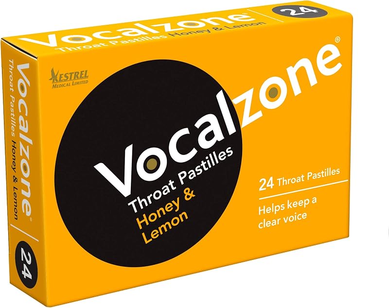 Vocalzone Throat Pastilles Honey & Lemon 24 UK Sore Throat Hoarseness