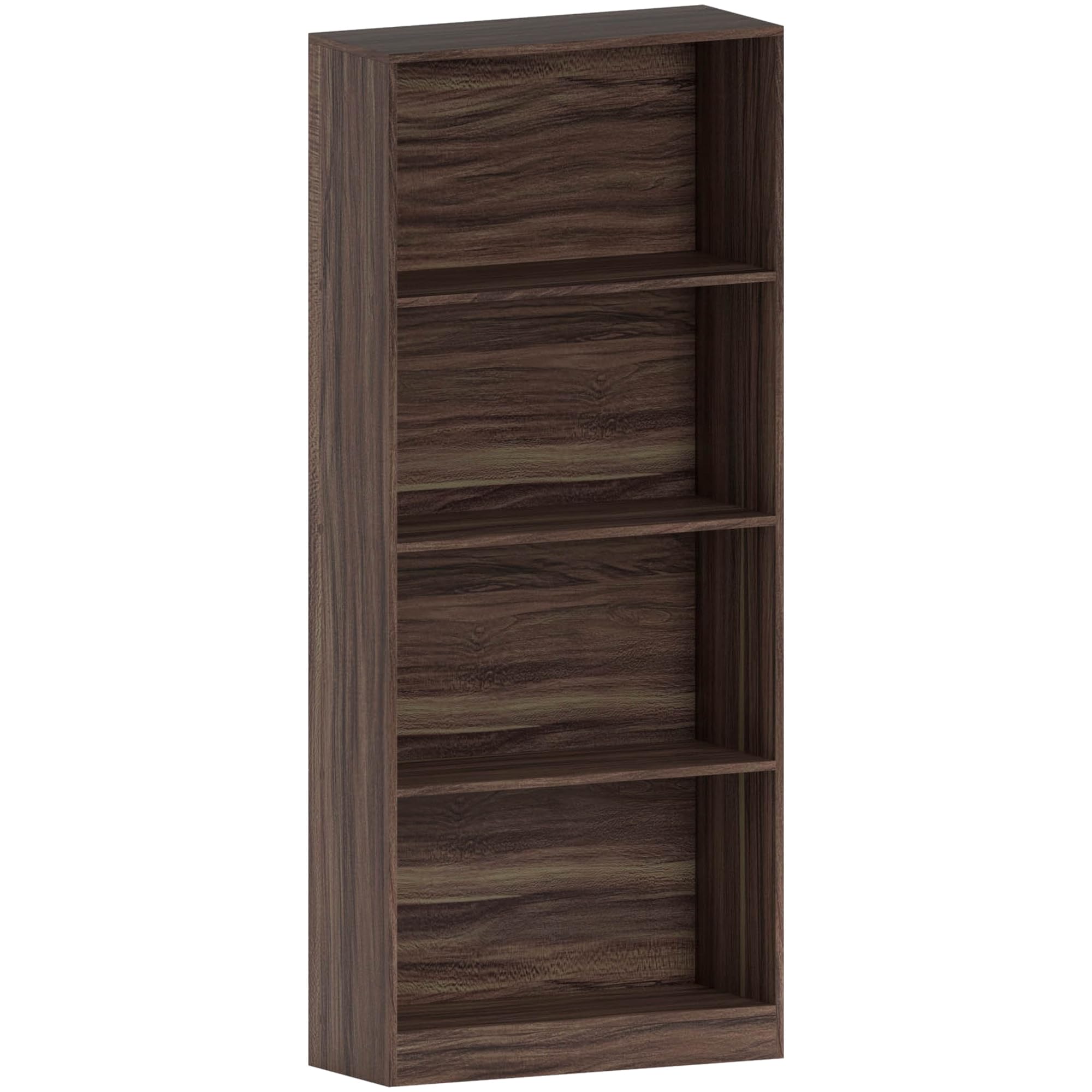 Vida Designs Cambridge 4 Tier Large Bookcase, Walnut Wooden Shelving Display Storage Unit Office Living Room Furniture
