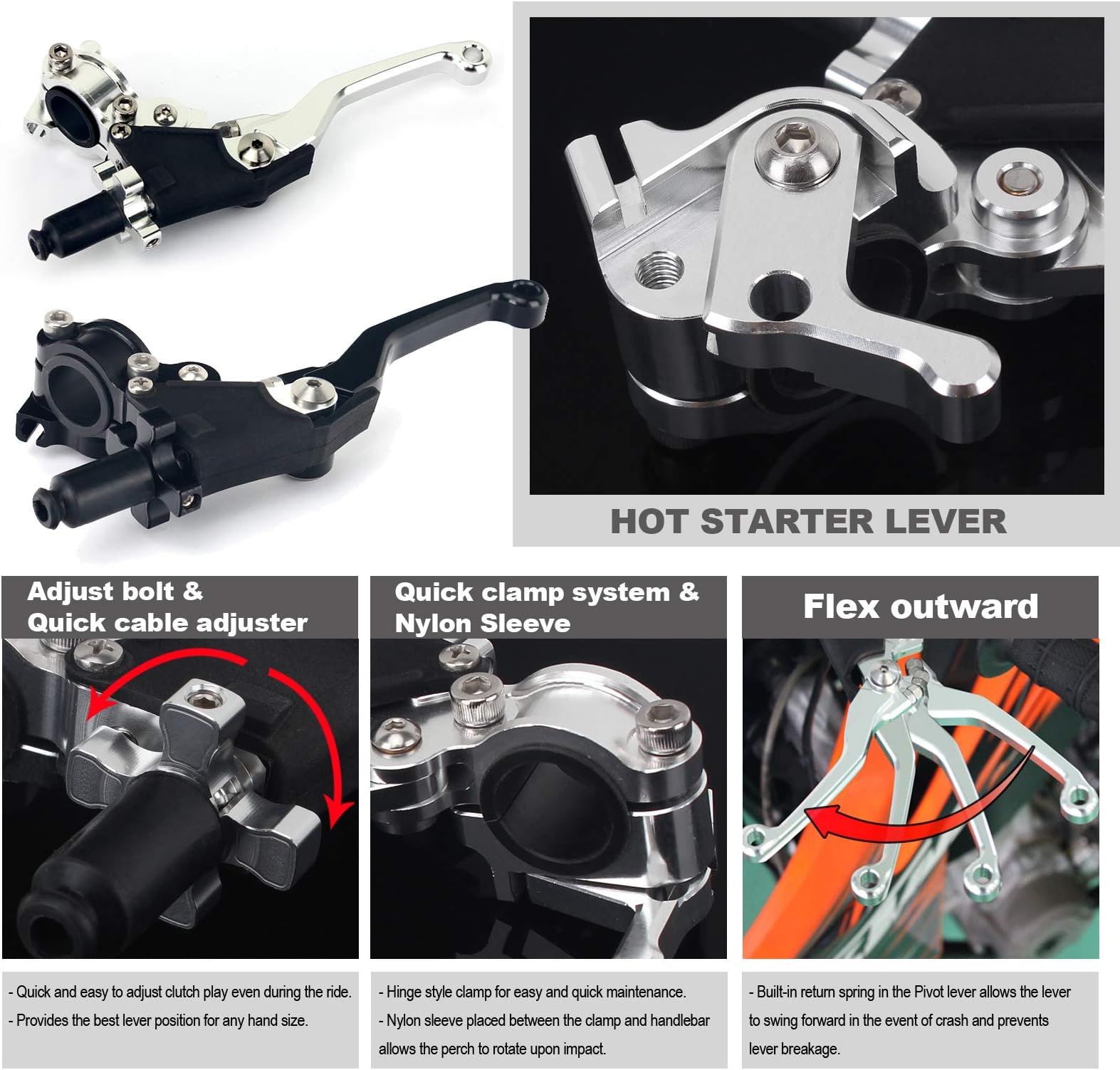 Quick Adjust Clutch Lever Perch With Hot Start for Honda CR125 CR250 CRF250 CRF450 for SUZUKI RMZ250 RMZ450 RM125 RM250 RM85 for KAWASAKI KX125 KX250 KX250F KX450F for Yamaha YZ125 YZ250 YZ250F YZ450F
