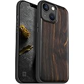 Carveit Magnetic Wood Case for iPhone 14 Case [Natural Wood & Black Soft TPU] Unique & Classy Wooden Shockproof Protective Cover Compatible with magsafe (Blackwood)