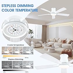 Surtime 52" Ceiling Fans with Lights-Low Profile