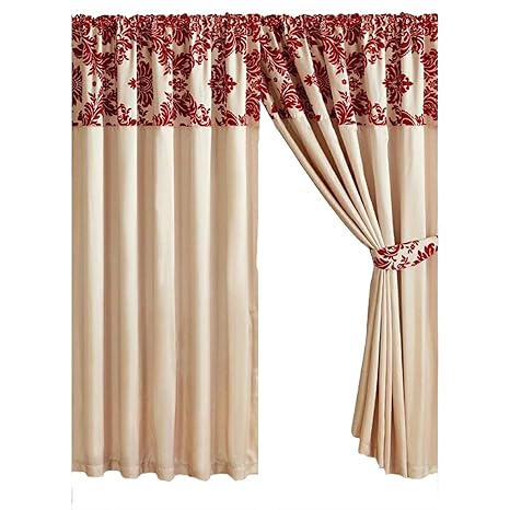Half Flock Damask Pencil Pleat Curtains 90 X90 228x228cm