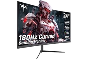 KTC 24 Inch Curved Gaming Monitor, 180Hz FHD 1080P Frameless Computer Monitor, Freesync/G-Sync Support, 99% sRGB, 3000:1 Contrast, HDMI, DisplayPort, Wall Mountable/Tilt Adjustable, H24S17