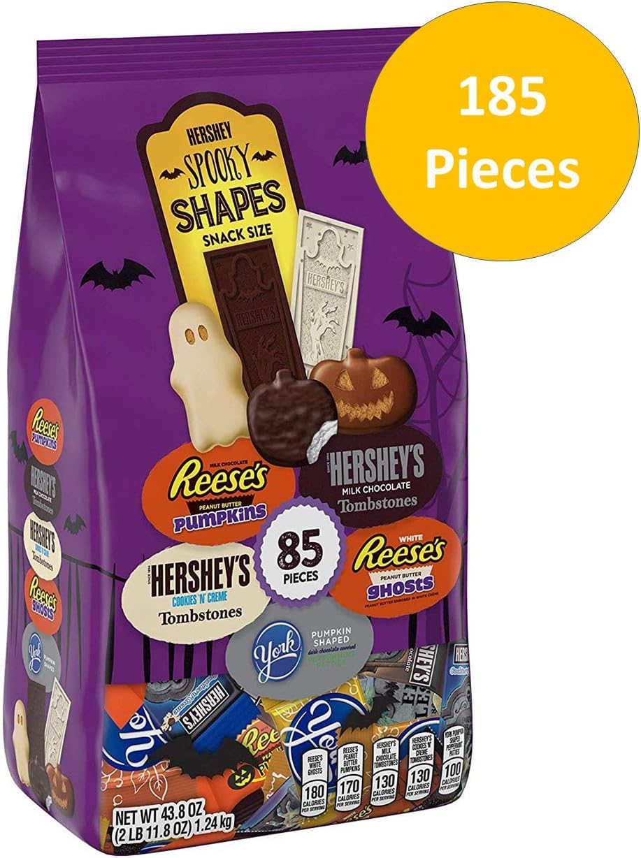 HERSHEY'S Halloween Chocolate Candy Assortment (HERSHEY'S, REESE'S, & YORK) Spooky Shapes Assortment, 185 Pieces (185 Pieces)