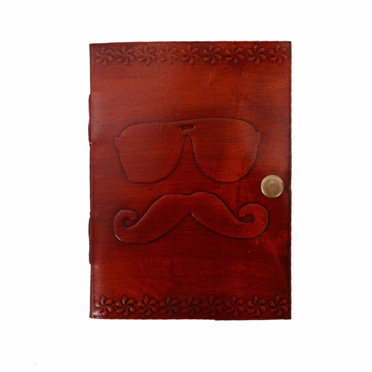 Purpledip Leather Journal (Diary Notebook) 'Shades & Moustache': Naturally Treated Paper In Leather Cover For Corporate Gift or Personal Memoir (11104)