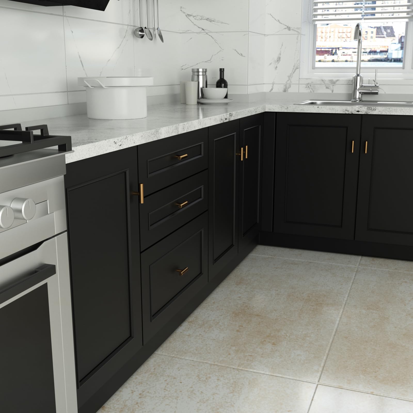 goldenwarm 10 Pack Gold Cabinet Knobs Brushed Brass Drawer Knobs Gold