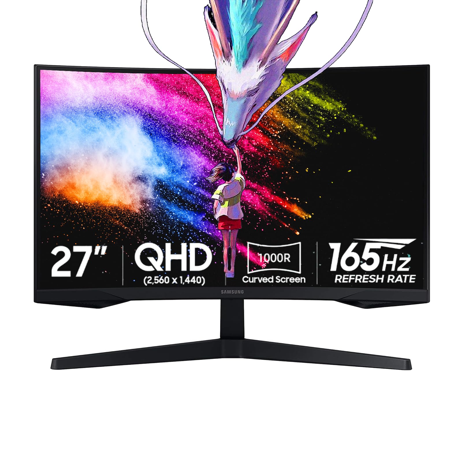 Samsung 27” Odyssey G5 QHD Gaming Monitor | 165Hz, 1ms | 1000R Curved VA Panel | AMD FreeSync, HDR10 | Minimized Eye Strain | w/Hdmi