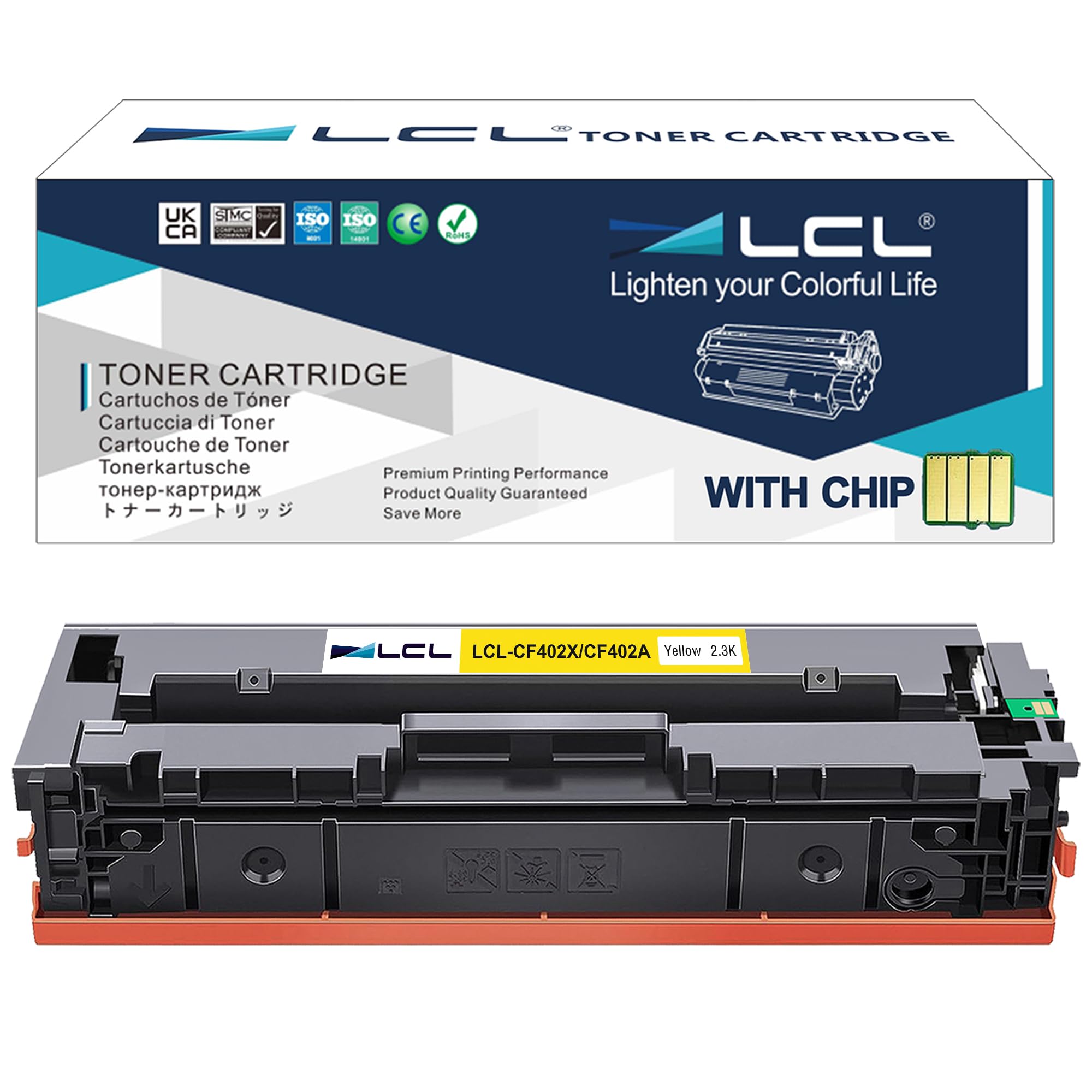 LCL 201A 201X CF402A CF402X 2300 Pages Toner Cartridge Compatible for HP Color LaserJet Pro M252 M252dw M252n HP Color LaserJet Pro MFP M274 M274n M277 M277dw M277n MFP-M277c6 (1 Yellow) — image 1