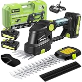Saker 20V Cordless Hedge Trimmer,2 in 1 Bush Trimmer with 2 Battery | Electric Shrub Trimmer Grass Shears , Handheld Grass Cutter,Hedge Shear with Rechargeable Battery and Charger for Garden Law