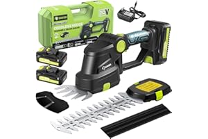 Saker Cordless Hedge Trimmer-20V Electric Shrub Trimmer Grass Shears Handheld Grass Cutter, Hedge Shear with 2 PCS Rechargeable Battery and Charger for Garden, Lawn