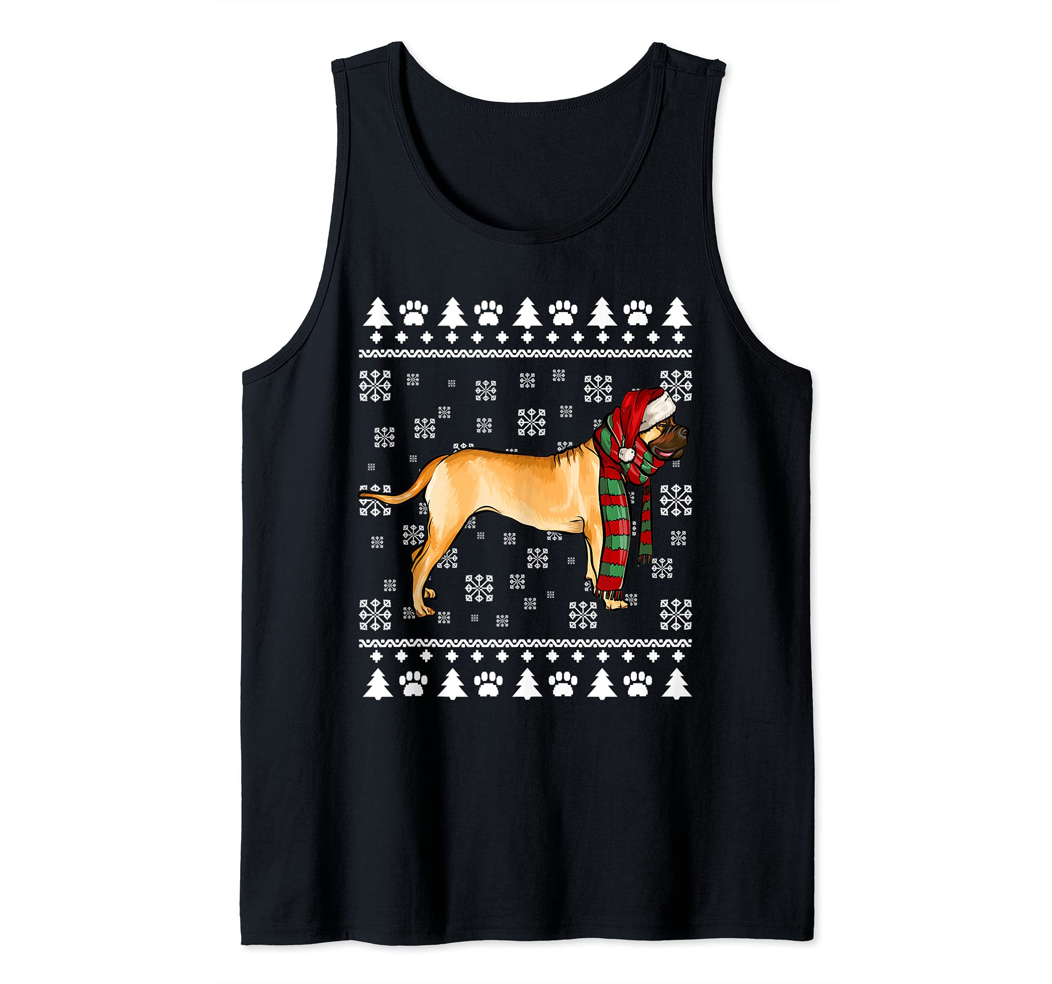 Bullmastiff Dog Santa Hat Xmas Ugly Christmas Tank Top