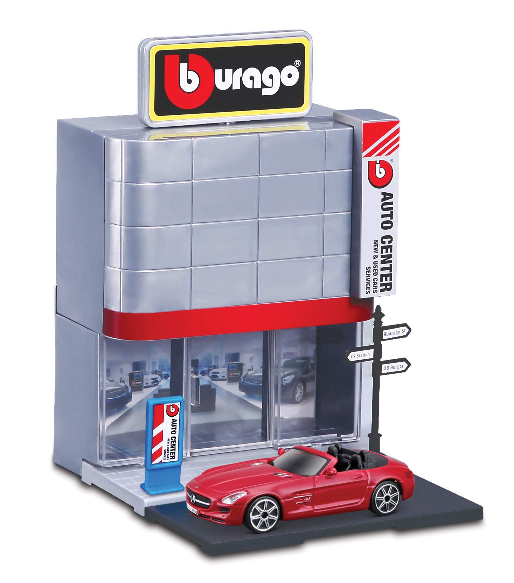 Bburago STREET FIRE CITY CAR DEALER Playset with incl. 1 car