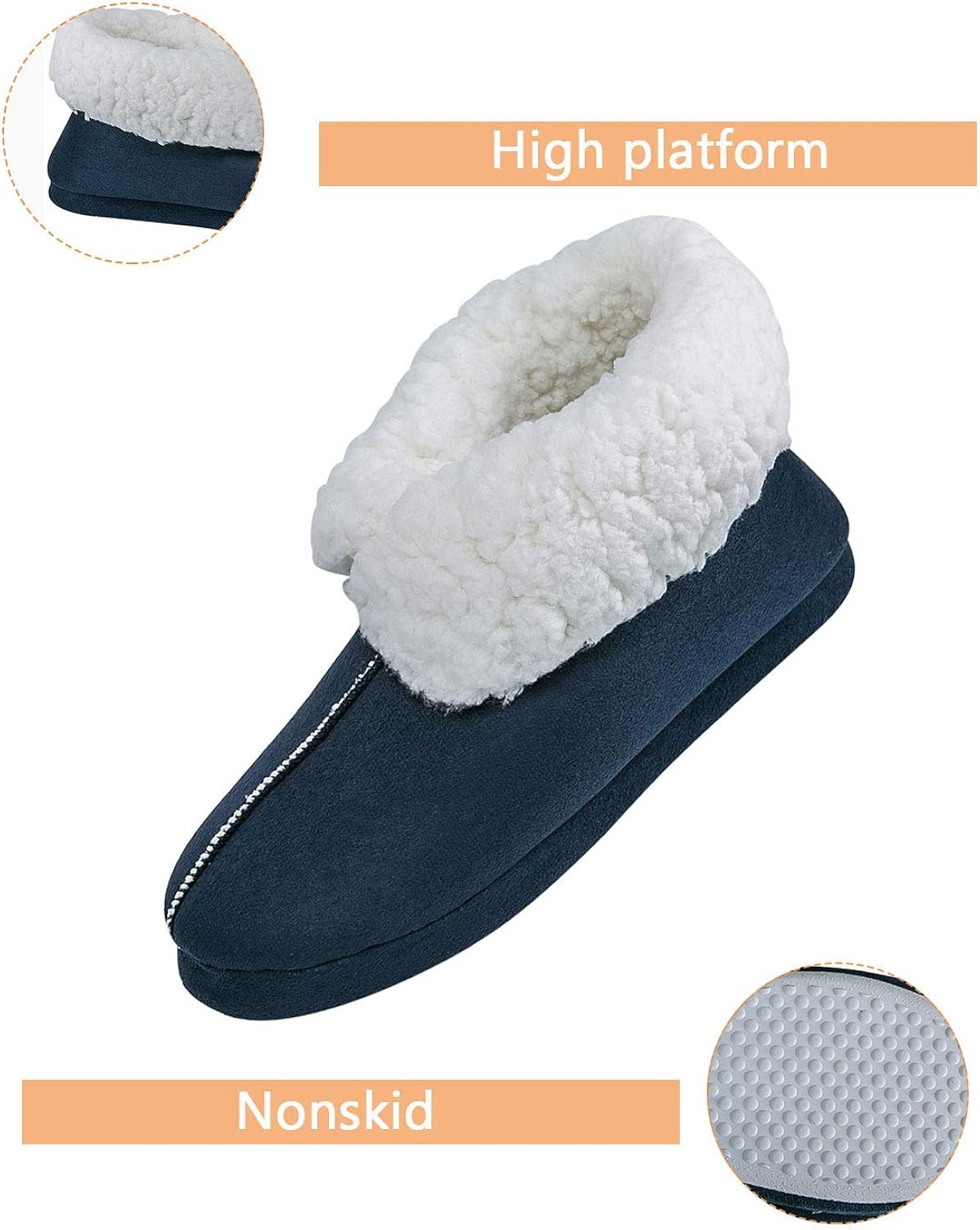 Indoor Slippers Warm Memory Foam Boots Slipper for Men Women JACKSHIBO Men Women Slippers