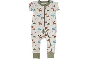 Parade Organic Signature Print '2-Way' Zip Romper - Short Sleeve