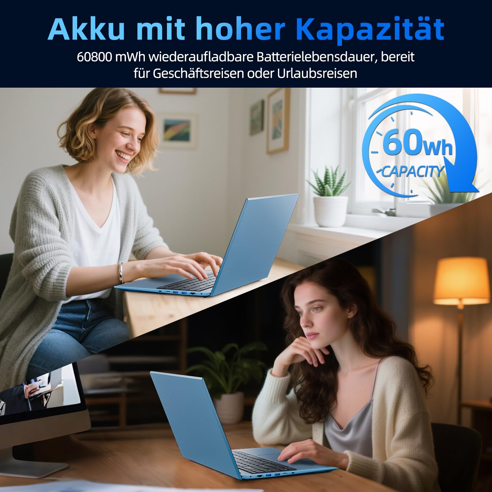 Liuord Laptop 18,5 Zoll 16GB RAM 256GB SSD, Copilot AI Notebook Core i3 (bis zu 3,9 GHz), 8000mAh Akku, Win 11, WiFi 6, FHD Display 180° Betrachtungswinkel, HDMI, USB-C Multifunktionsanschluss 6