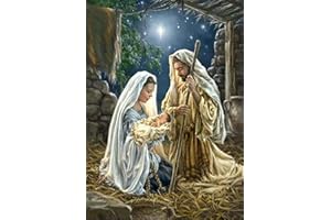 ACELII 5D Christmas Nativity Scene Diamond Painting Kits for Adults Beginner, DIY Jesus was Born Diamond Art, Full Round Drill Religious Gem Art Kits, Home Wall Decor 12 x 16 Inch