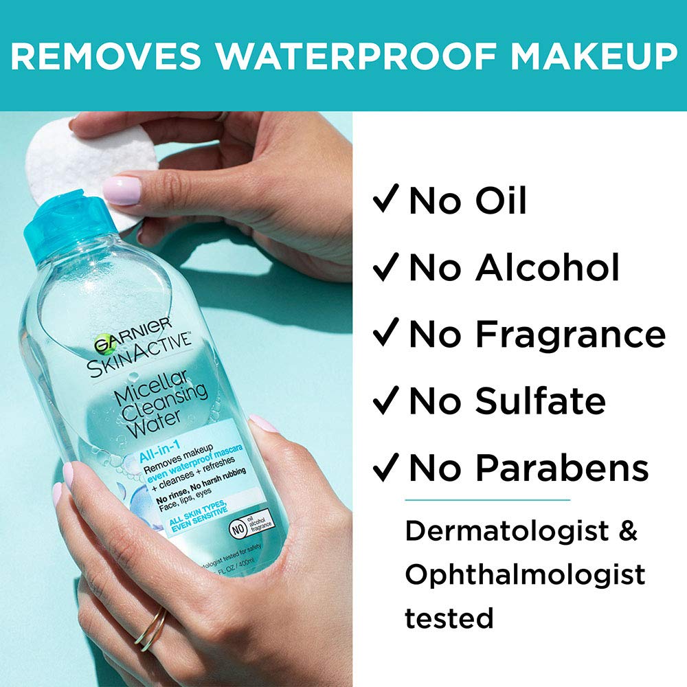 Garnier SkinActive Micellar Cleansing Water, For Waterproof Makeup, 13.5 Fl Oz: Beauty