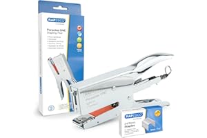 Rapesco 1794 Porpoise ONE Bypass Stapling Plier with 1000 Staples, Type 24 High-Capacity 5/16", 45 Sheet Capacity, All Metal One Size Plier with Bypass Stapling System, Chrome