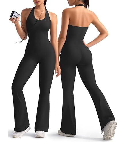 Amazon.com: OEAK Womens Flare Jumpsuit Tummy Control Cutout Romper